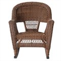 Jeco W00205R-C-2-RCES007 3 Piece Honey Rocker Wicker Chair Set With Brown Cushion W00205R-C_2-RCES007